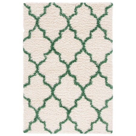Flowers First 6 ft.-7 in. x 6 ft.-7 in. Venus Shag Contemporary Round Rug; Ivory & Green FL2149367